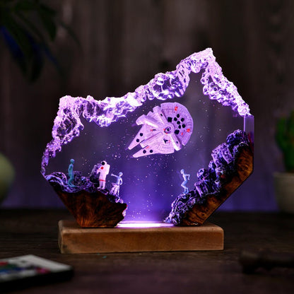 Astronaut & Alien Resin Lamp: Galaxy Night Light, Space Theme