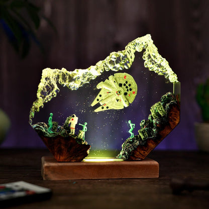 Astronaut & Alien Resin Lamp: Galaxy Night Light, Space Theme