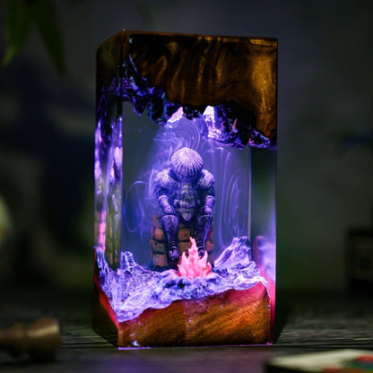 Fantasy Knight Diorama Lamp, Dark Spirits, Onion Armor Resin Night Light