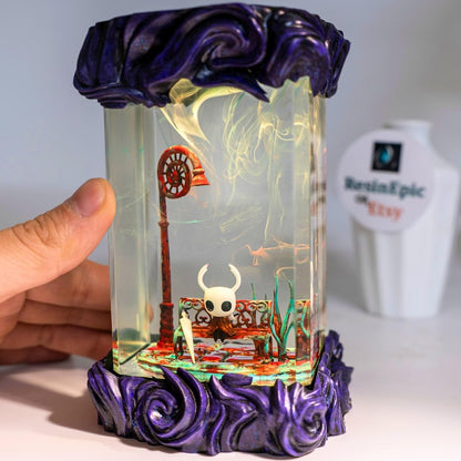 Journey of Hor.net vs K.night resin lamp, Hollow Knight Resin Lamp, Hornet And Knight Light, Hollow Silk & Song Figure, Handmade Epoxy Lamp