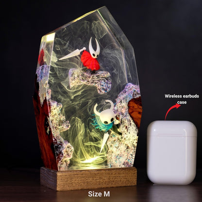 Journey of Hor.net vs K.night resin lamp, Hollow Knight Resin Lamp, Hornet And Knight Light, Hollow Silk & Song Figure, Handmade Epoxy Lamp