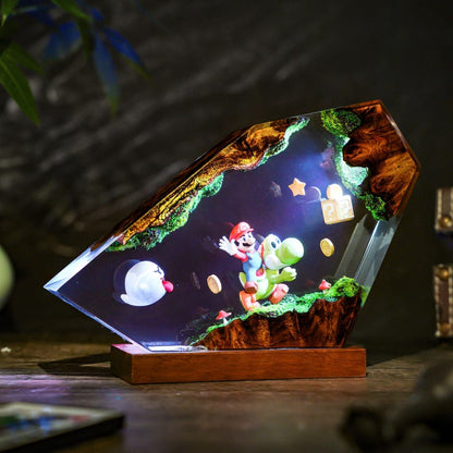 Handmade Supper Adventure Resin Lamp, Platformer Game Decor, Gamer Night Light