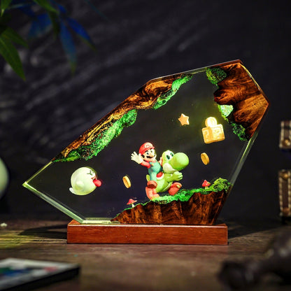 Handmade Supper Adventure Resin Lamp, Platformer Game Decor, Gamer Night Light