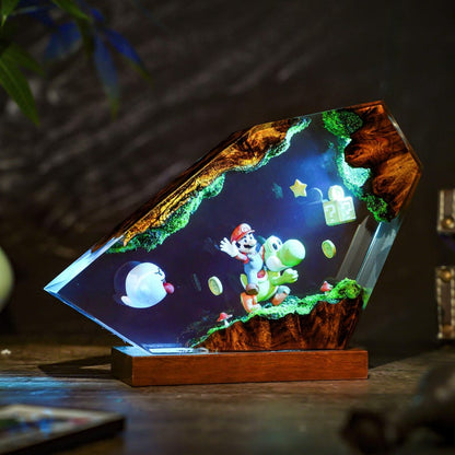 Handmade Supper Adventure Resin Lamp, Platformer Game Decor, Gamer Night Light