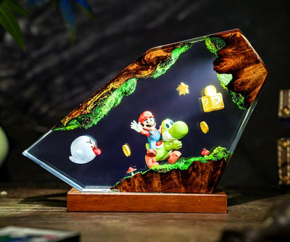 Handmade Supper Adventure Resin Lamp, Platformer Game Decor, Gamer Night Light