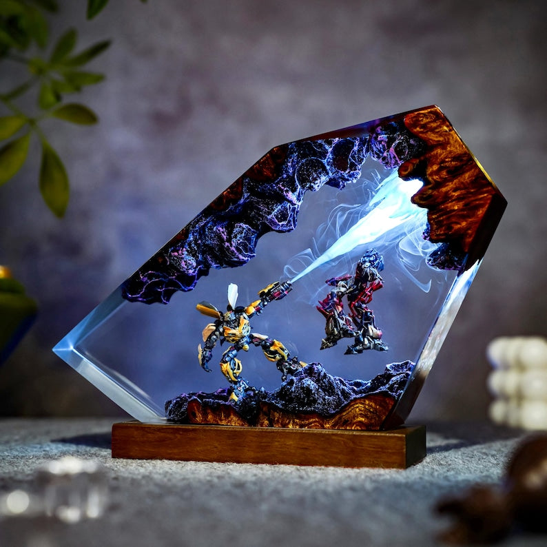 Handmade Robot Bee x OMegatyrant Lamp, Handmade Resin Art