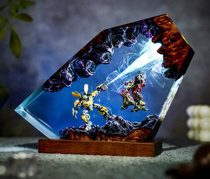Handmade Robot Bee x OMegatyrant Lamp, Handmade Resin Art
