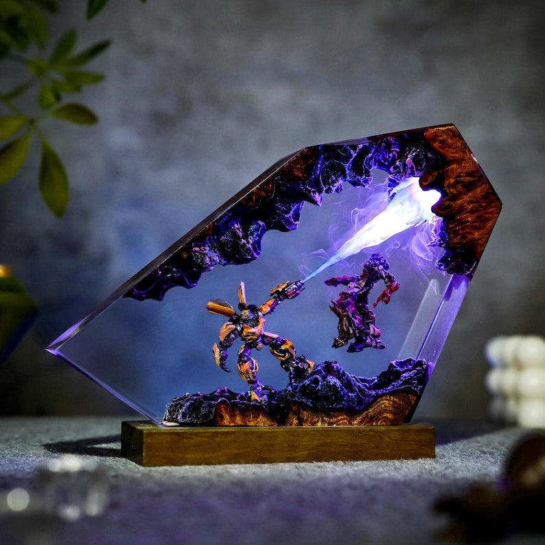 Handmade Robot Bee x OMegatyrant Lamp, Handmade Resin Art