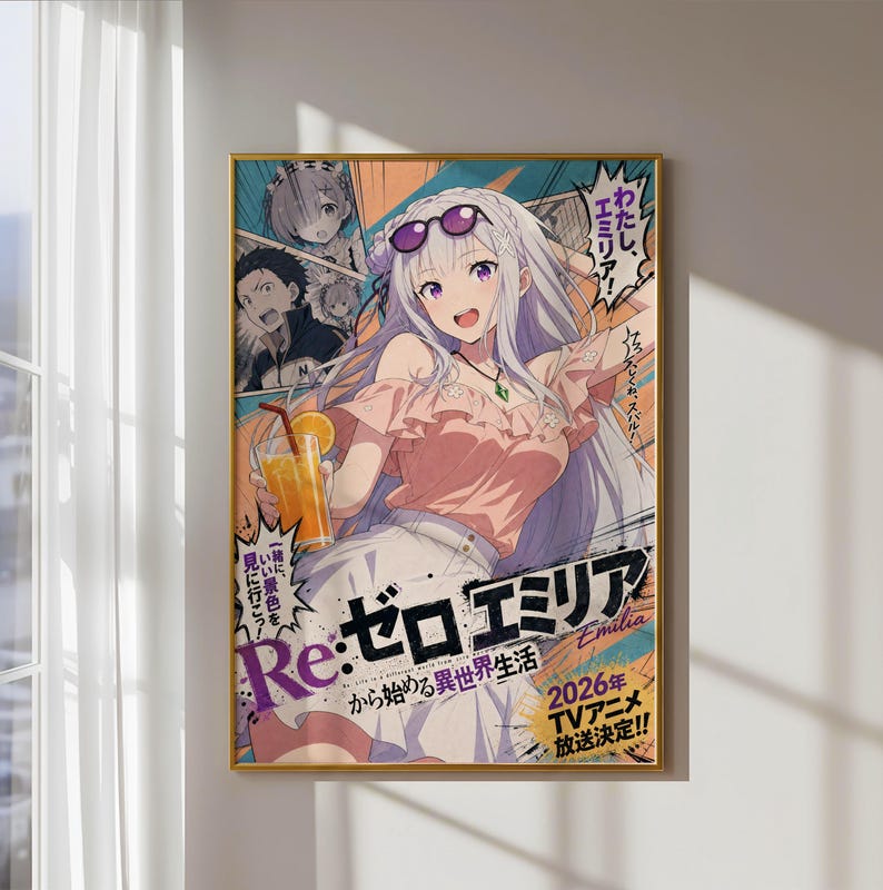 Re Zero Art Emilia Starting Life Poster V3 Unframed Size 24''x36''