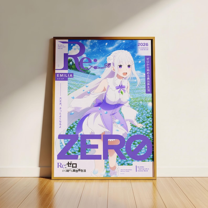 Emilia X Re Zero Poster Unframed Size 24''x36''