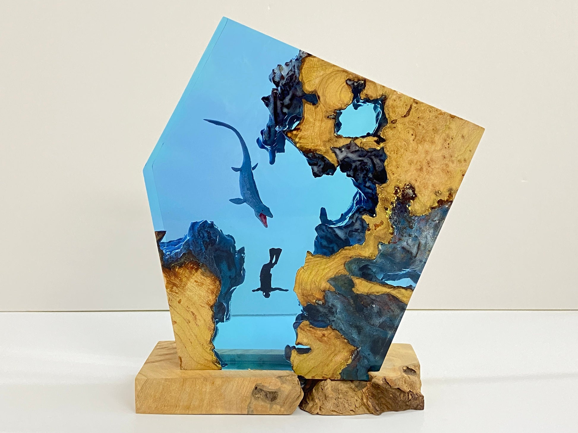 Scuba Diving Deep Sea Exploration Night Light, Large Epoxy Wood Lamp, Unique Gift, Halloween Gift, Christmas Gift