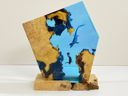 Scuba Diving Deep Sea Exploration Night Light, Large Epoxy Wood Lamp, Unique Gift, Halloween Gift, Christmas Gift