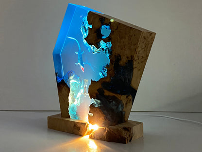 Scuba Diving Deep Sea Exploration Night Light, Large Epoxy Wood Lamp, Unique Gift, Halloween Gift, Christmas Gift