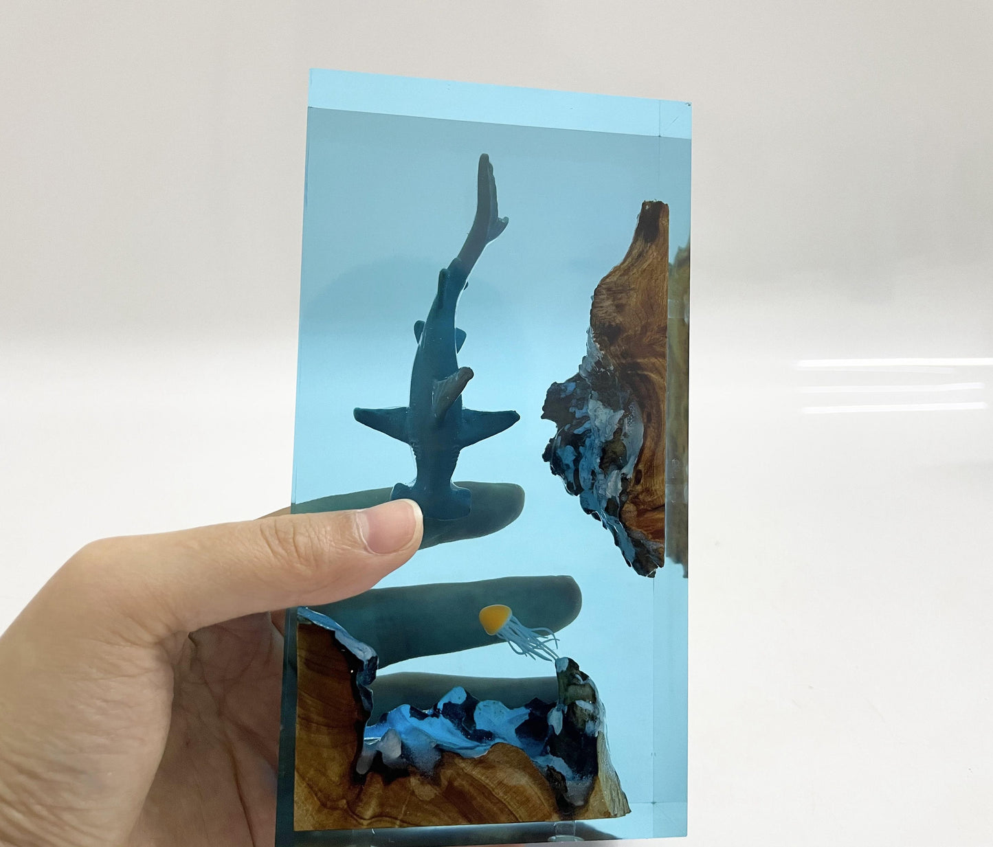 Shark Resin Lamp, Small Family Ornaments, Best Friend Gift, Unique Decoration, Personalized Night Light, Holiday Gift
