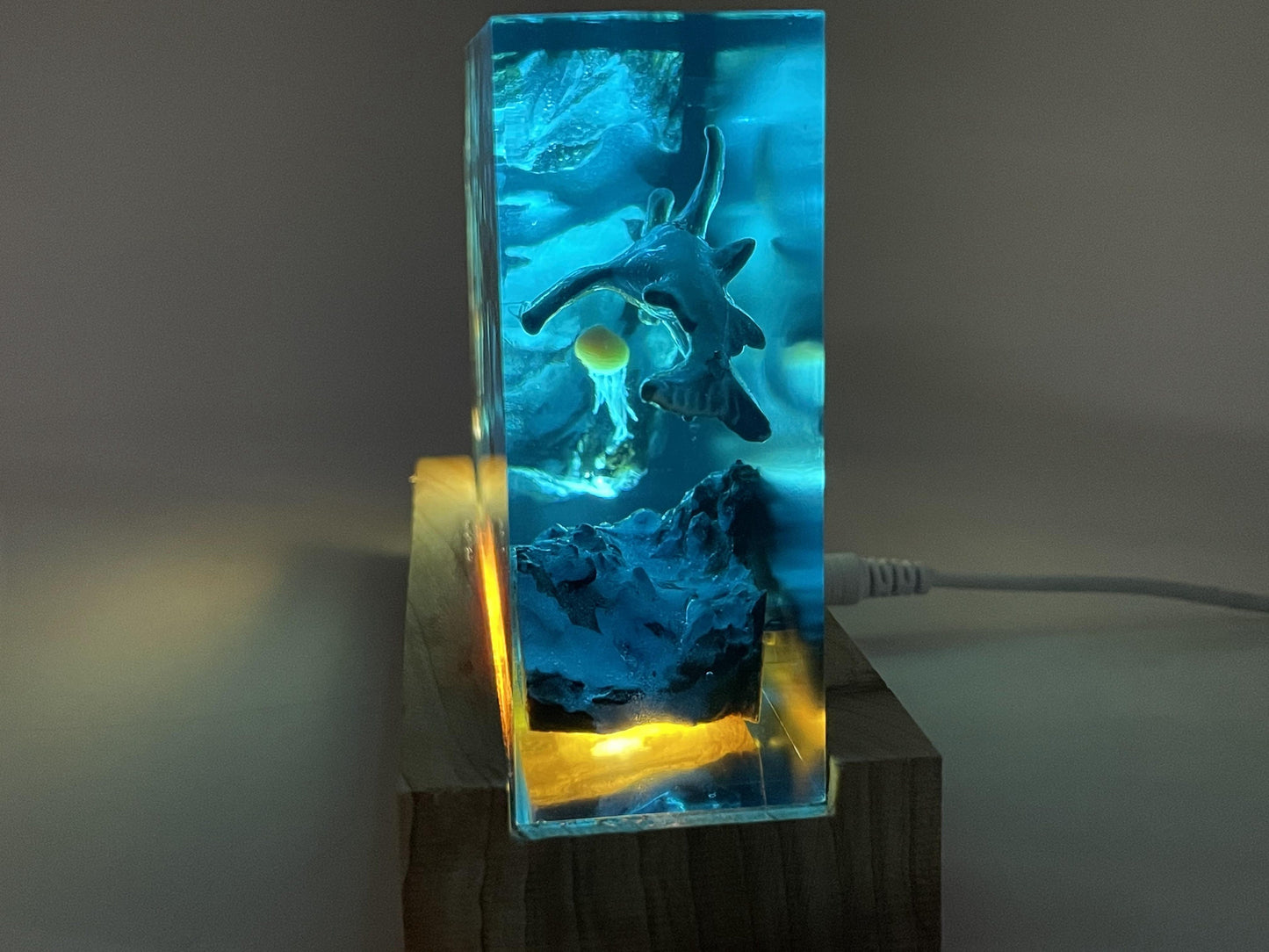 Shark Resin Lamp, Small Family Ornaments, Best Friend Gift, Unique Decoration, Personalized Night Light, Holiday Gift