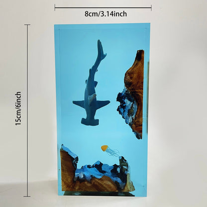 Shark Resin Lamp, Small Family Ornaments, Best Friend Gift, Unique Decoration, Personalized Night Light, Holiday Gift