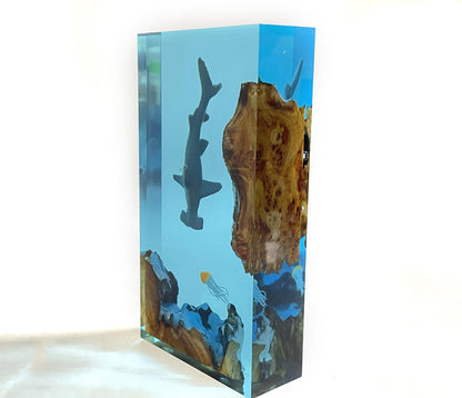 Shark Resin Lamp, Small Family Ornaments, Best Friend Gift, Unique Decoration, Personalized Night Light, Holiday Gift