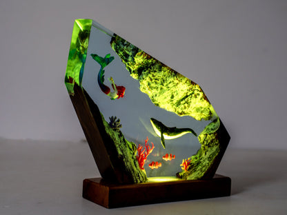 Turtle and Mermaid Resin night lights | Unique gift for daughter, Clownfish resin lamp - A picture of The Ocean in miniature, gift for mom
