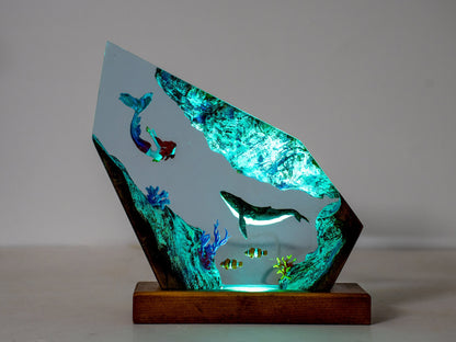 Turtle and Mermaid Resin night lights | Unique gift for daughter, Clownfish resin lamp - A picture of The Ocean in miniature, gift for mom