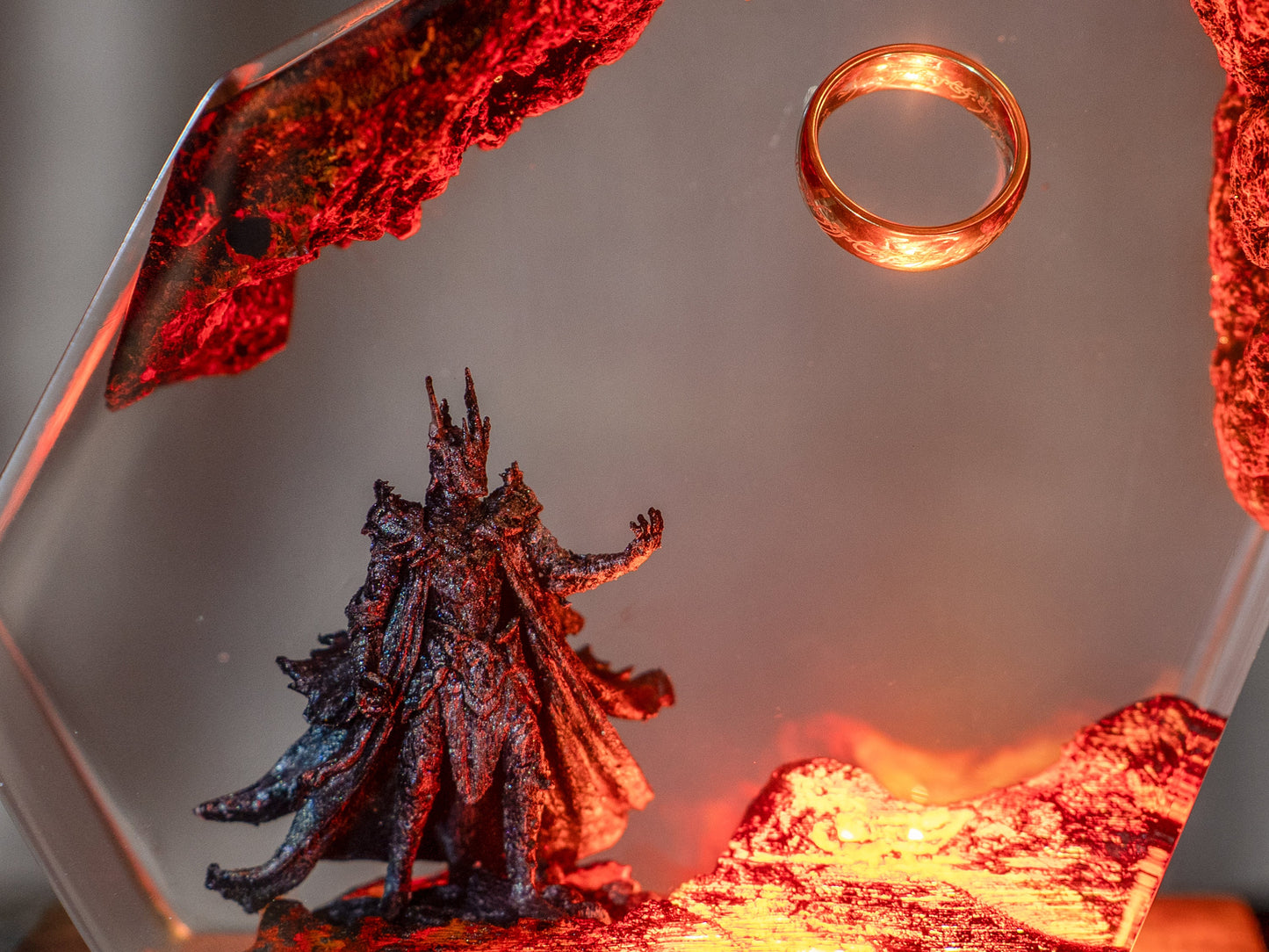 Ring of Flame Resin  Night Lamp – custom resin night light, gaming decor, Lord Ring resin night light,  gift for mom, sauron lamp for him