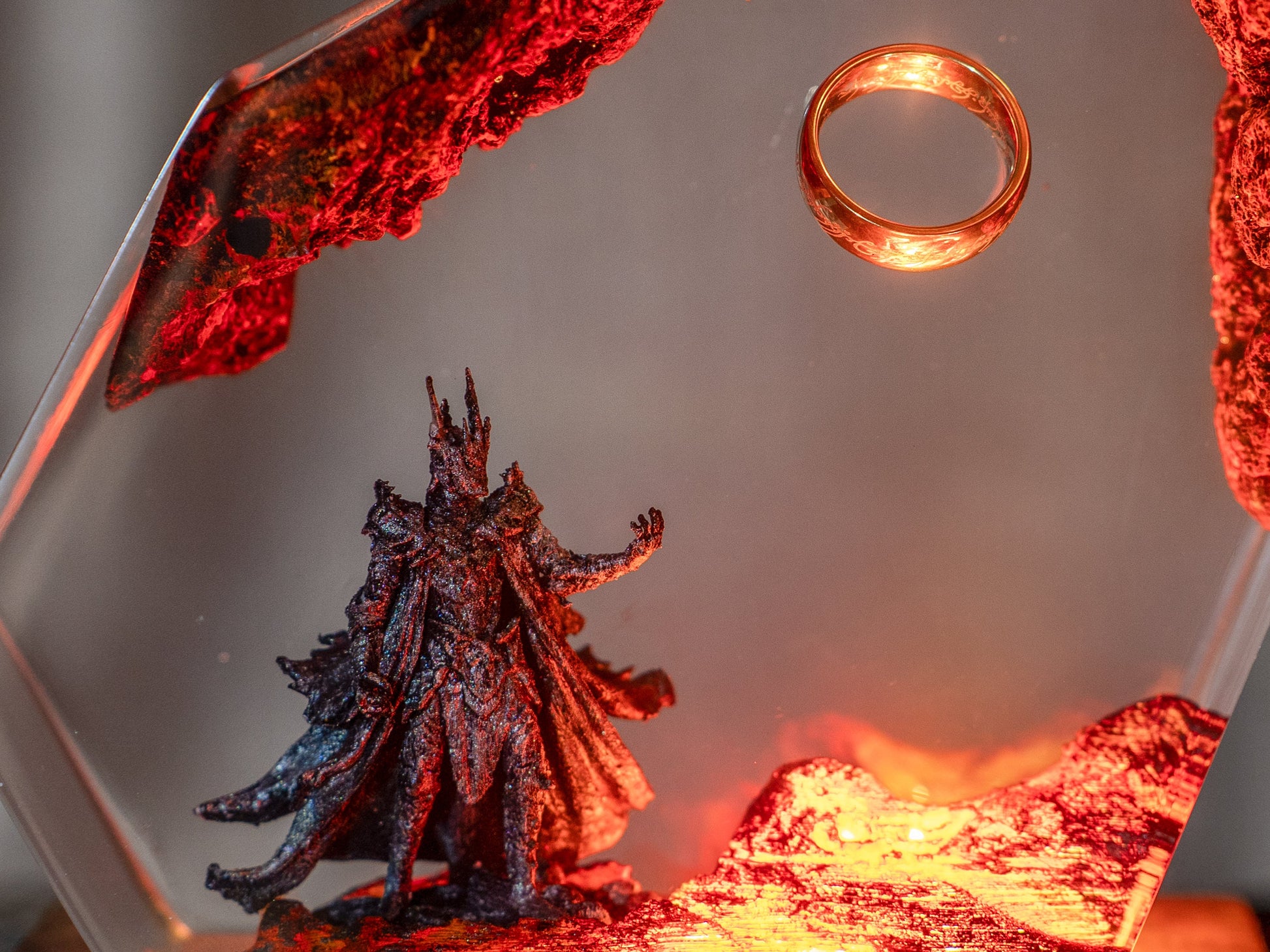 Ring of Flame Resin  Night Lamp – custom resin night light, gaming decor, Lord Ring resin night light,  gift for mom, sauron lamp for him