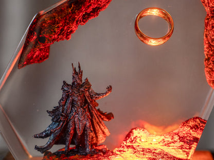 Ring of Flame Resin  Night Lamp – custom resin night light, gaming decor, Lord Ring resin night light,  gift for mom, sauron lamp for him