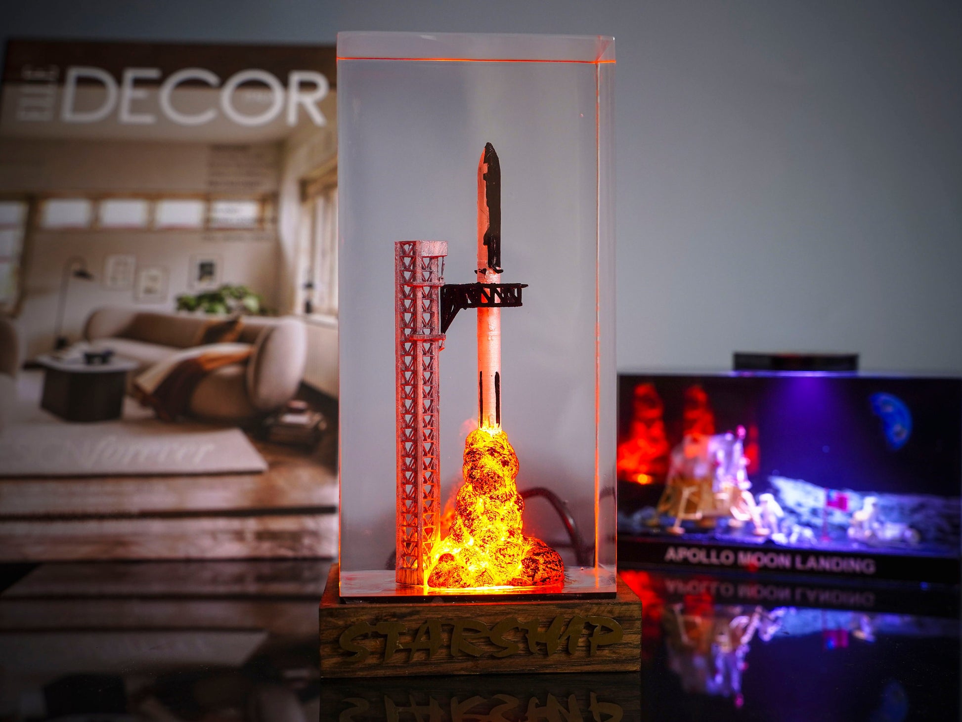 SpaceX Starship Rocket Launch Lamp - Falcon Heavy resin epoxy lamp, Gift for Engineers & Space Lovers, Luxury Corporate Gifts