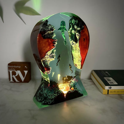 Whale Shark Epoxy Lamp: Handmade Headphone Stand, Rustic Gamer Night Light