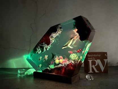 Custom Epoxy Resin Ocean Lamp, Whale, Turtle, Manta Ray Night Light,  resin art, gift for home, Gift for Kid, Unique Christmas