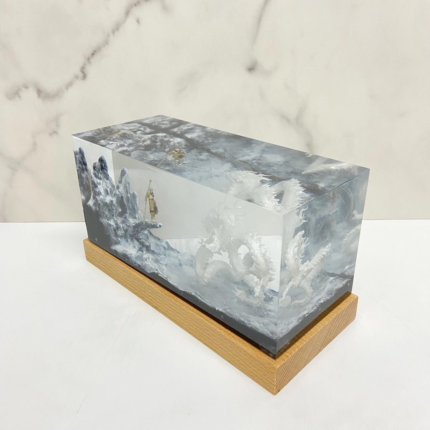 Handmade Dragon Resin Lamp, Game Landscape, Unique Home Decor, Gift For Game Lovers, Personalized Resin Lamp, Christmas Gift