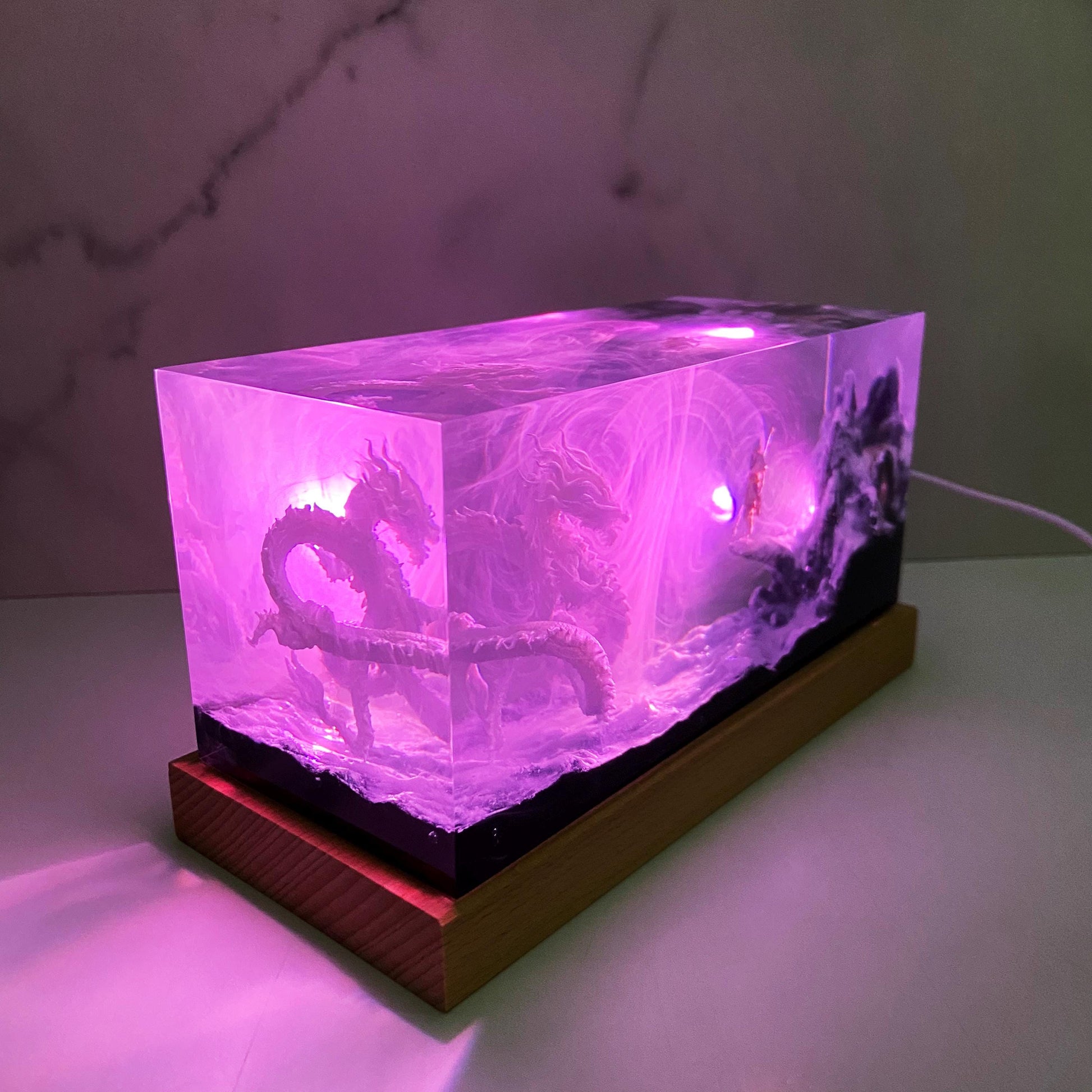 Handmade Dragon Resin Lamp, Game Landscape, Unique Home Decor, Gift For Game Lovers, Personalized Resin Lamp, Christmas Gift