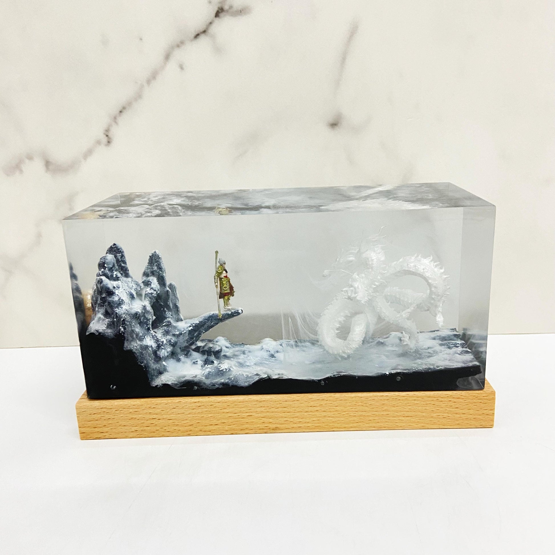 Handmade Dragon Resin Lamp, Game Landscape, Unique Home Decor, Gift For Game Lovers, Personalized Resin Lamp, Christmas Gift