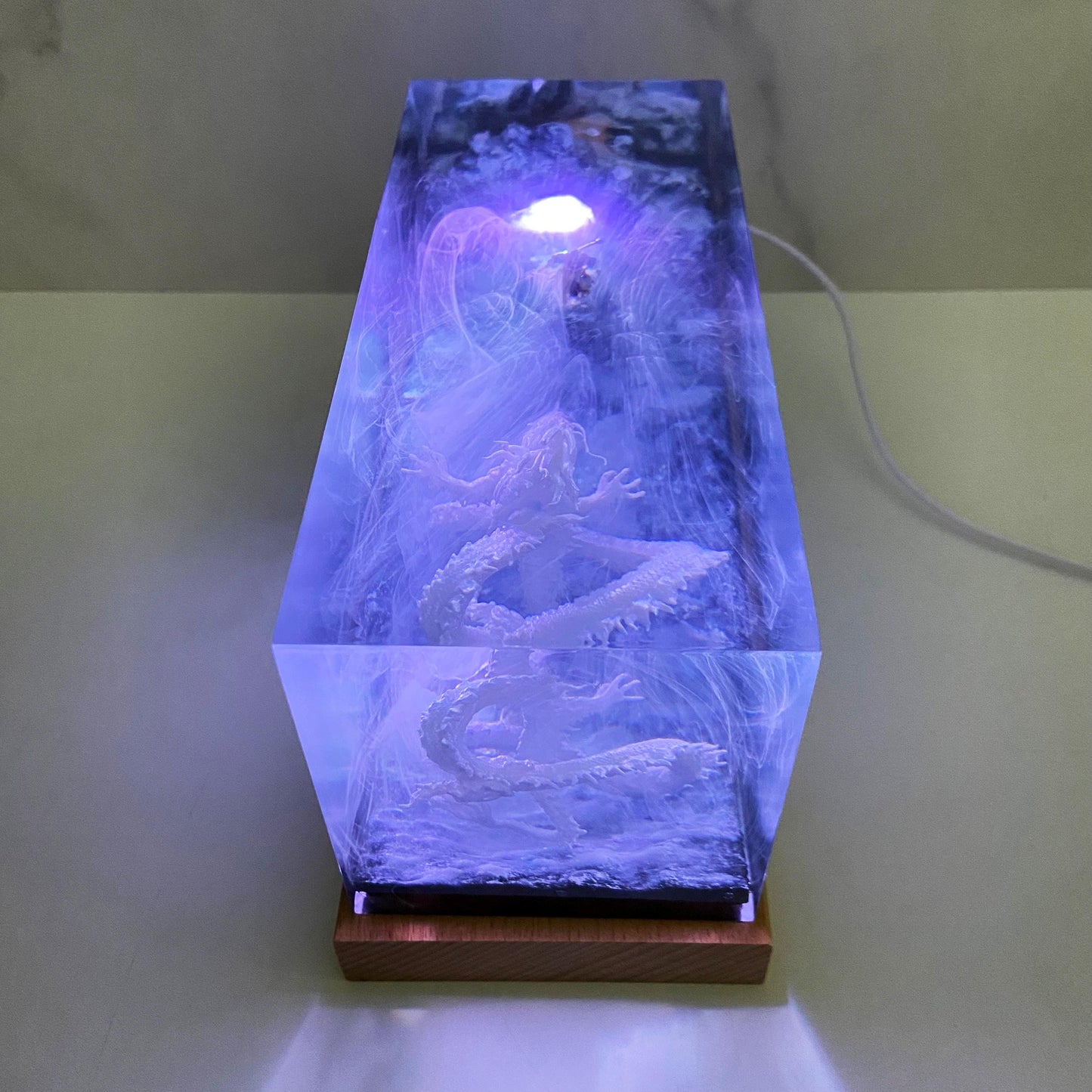 Handmade Dragon Resin Lamp, Game Landscape, Unique Home Decor, Gift For Game Lovers, Personalized Resin Lamp, Christmas Gift