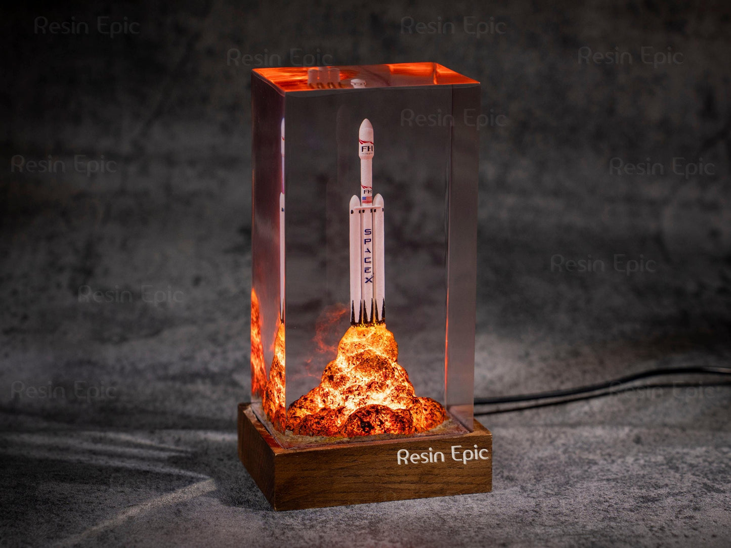 SpaceX Starship Rocket Launch Lamp - Falcon Heavy resin epoxy lamp, Gift for Engineers & Space Lovers, Luxury Corporate Gifts