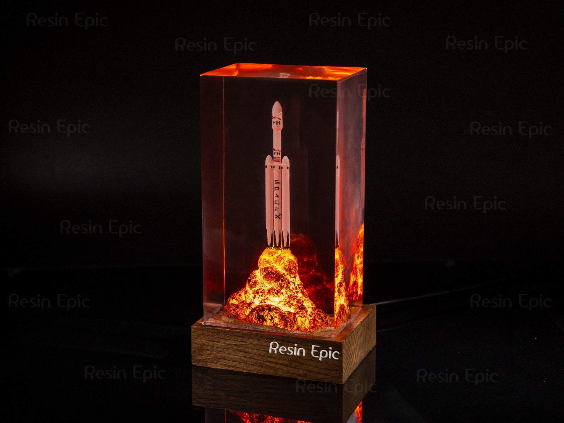 SpaceX Starship Rocket Launch Lamp - Falcon Heavy resin epoxy lamp, Gift for Engineers & Space Lovers, Luxury Corporate Gifts