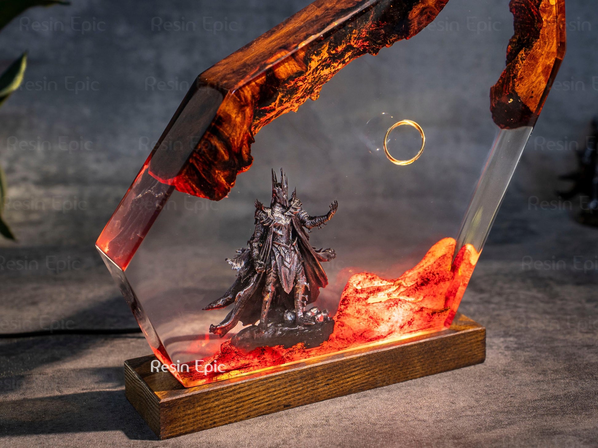 Ring of Flame Resin  Night Lamp – custom resin night light, gaming decor, Lord Ring resin night light,  gift for mom, sauron lamp for him