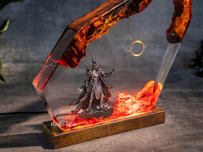 Ring of Flame Resin  Night Lamp – custom resin night light, gaming decor, Lord Ring resin night light,  gift for mom, sauron lamp for him