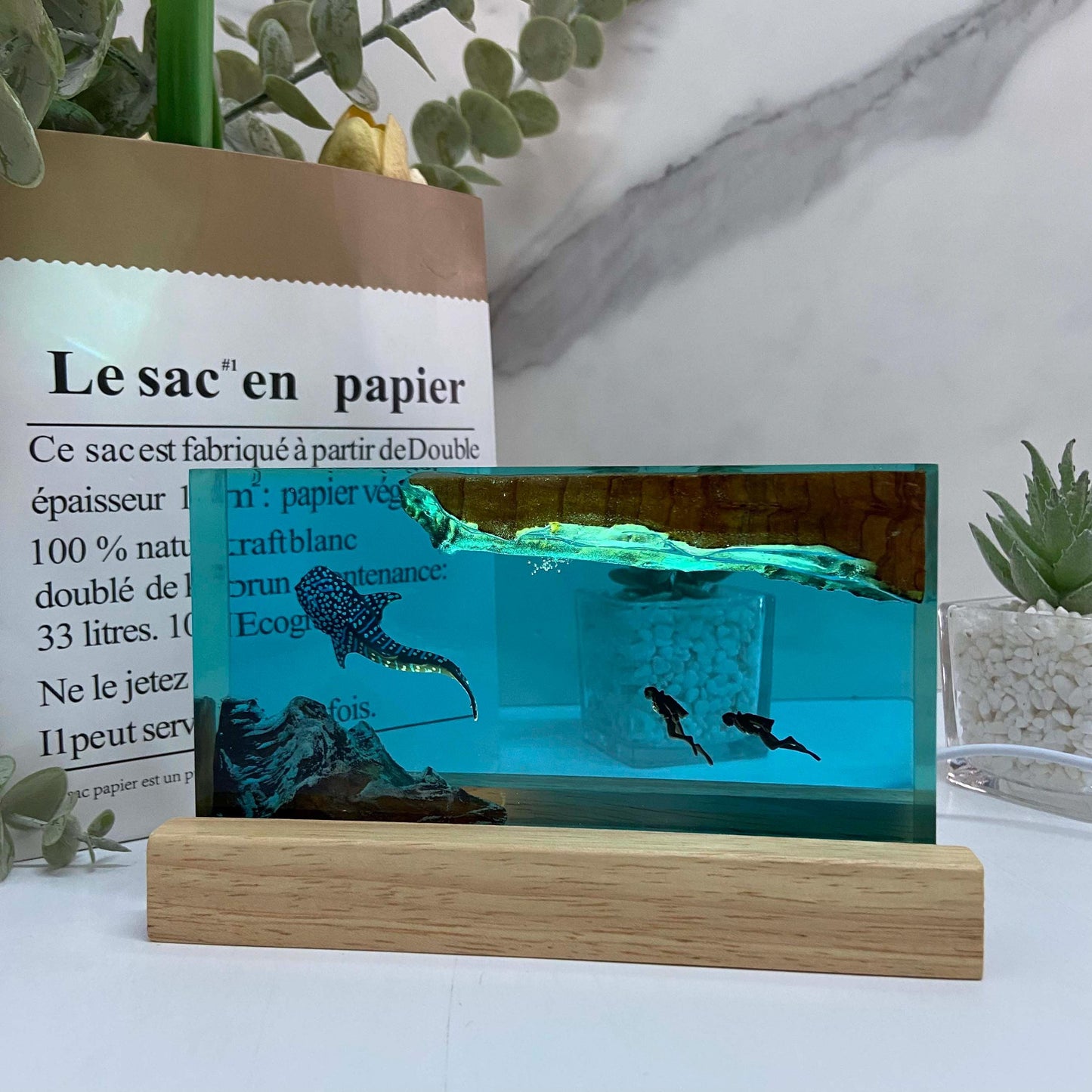Diver Night Light, Personalized Entryway Decorations, Slightly Flawed Resin Artwork, Halloween Gift, Christmas Gift