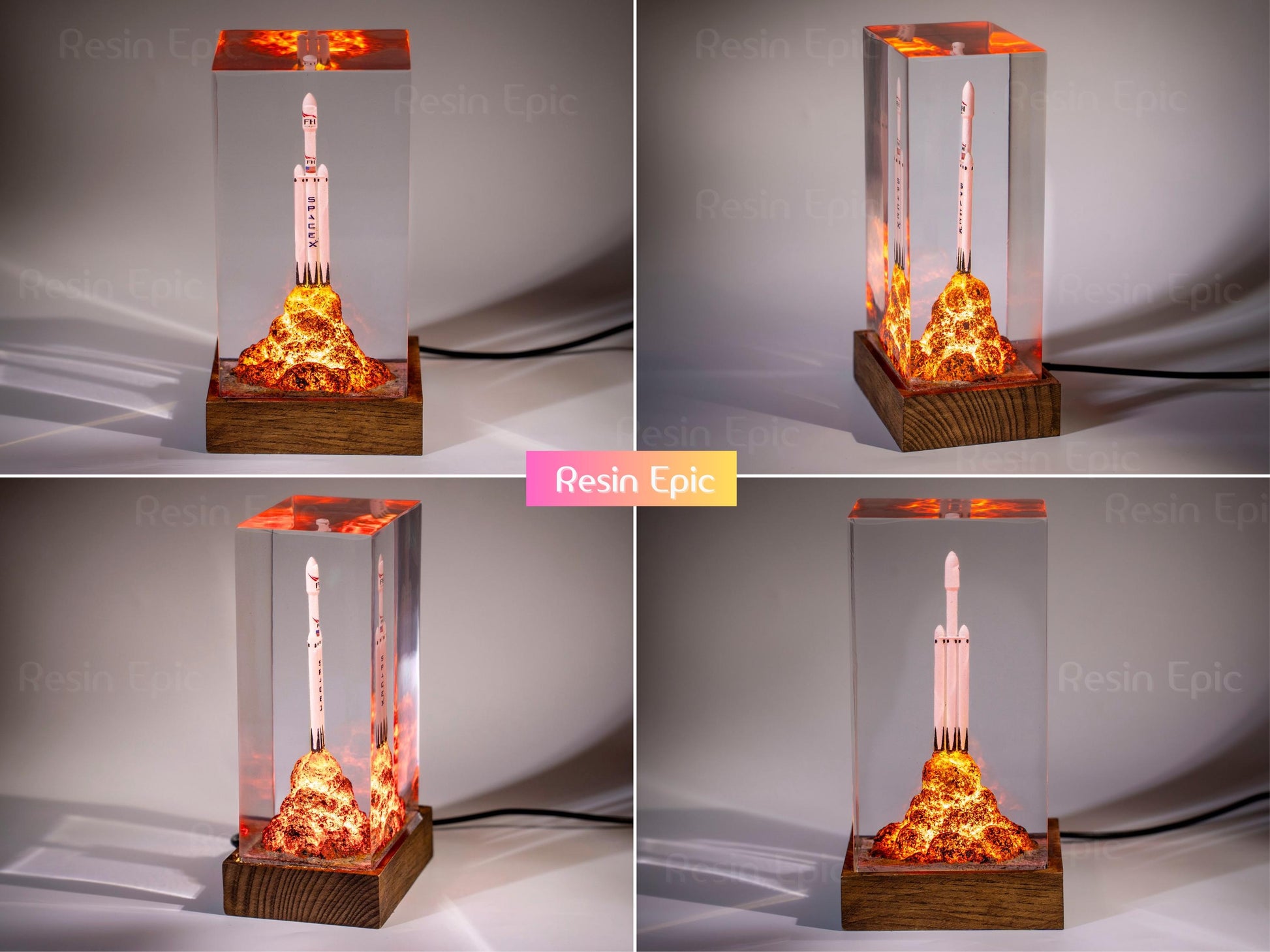 SpaceX Starship Rocket Launch Lamp - Falcon Heavy resin epoxy lamp, Gift for Engineers & Space Lovers, Luxury Corporate Gifts