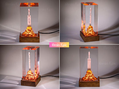 SpaceX Starship Rocket Launch Lamp - Falcon Heavy resin epoxy lamp, Gift for Engineers & Space Lovers, Luxury Corporate Gifts