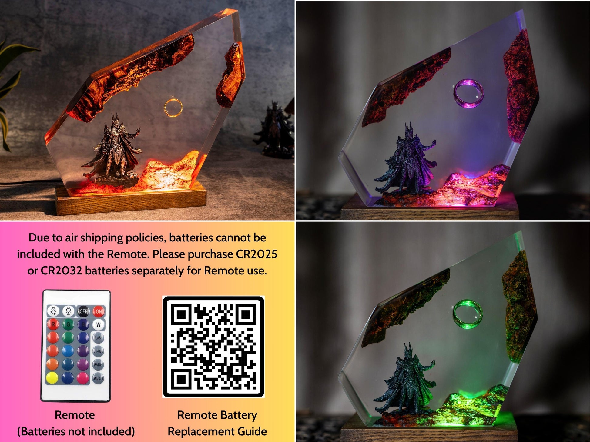 Ring of Flame Resin  Night Lamp – custom resin night light, gaming decor, Lord Ring resin night light,  gift for mom, sauron lamp for him