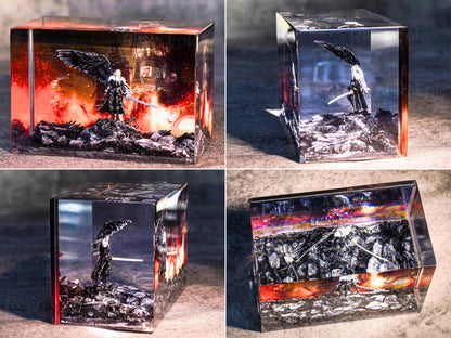 Custom Sephiroth and Cloud Resin Night Light, Epoxy Wood Night Lamp,  FF7 Collector Gift