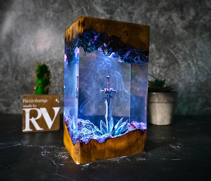 Handmade Icebound Sword Sword Resin Lamp: Gamer Decor Gift, gift for him, gift for gamer, Handmade Sword figure, Fantasy world, Home Decor.