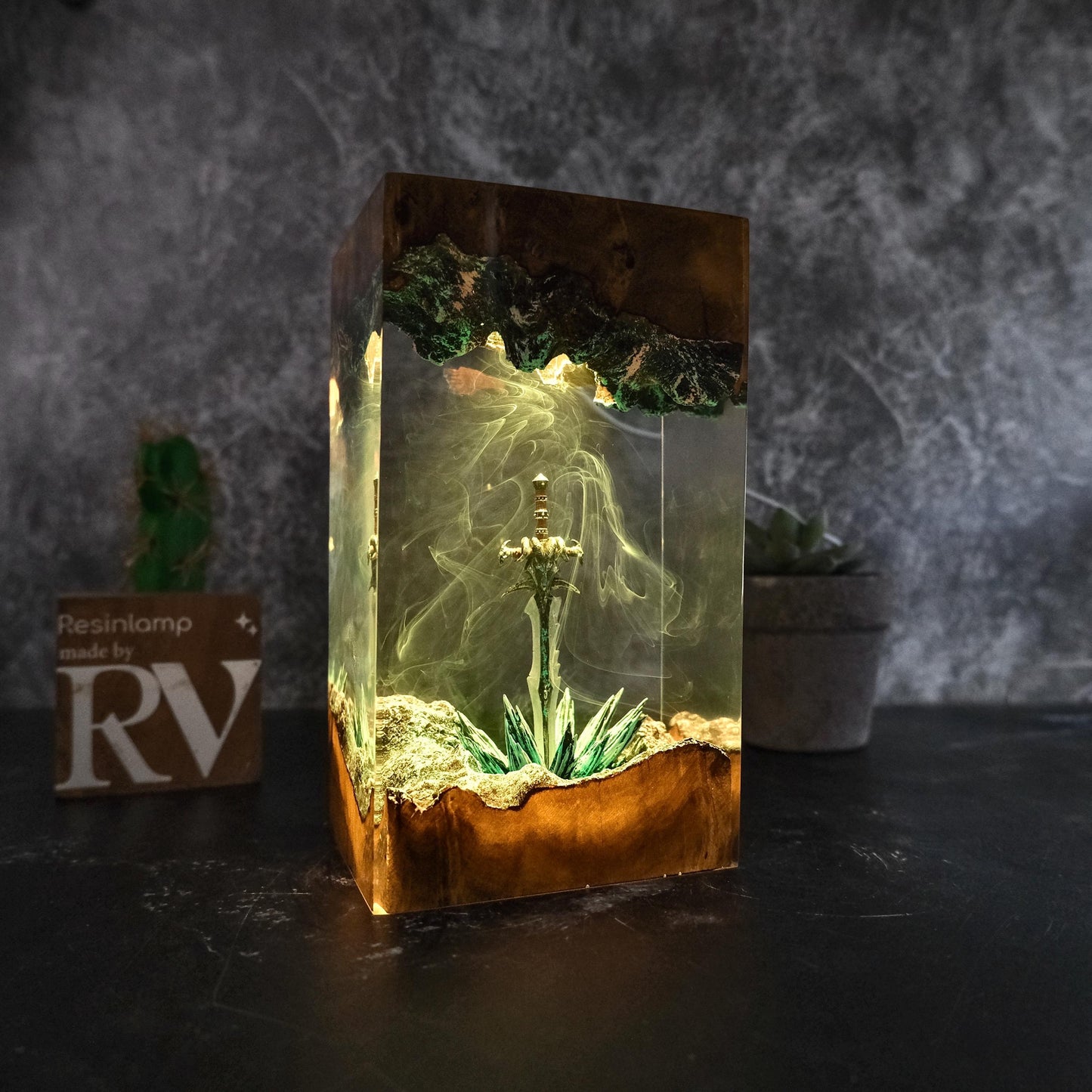 Handmade Icebound Sword Sword Resin Lamp: Gamer Decor Gift, gift for him, gift for gamer, Handmade Sword figure, Fantasy world, Home Decor.
