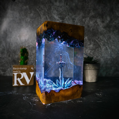 Handmade Icebound Sword Sword Resin Lamp: Gamer Decor Gift, gift for him, gift for gamer, Handmade Sword figure, Fantasy world, Home Decor.