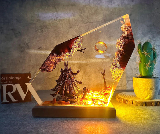 Diorama Ring lamp, Custom Epoxy Resin Lamp, Lighting Home Decor, Resin Night Light, Christmas gifts, gift for him, halloween
