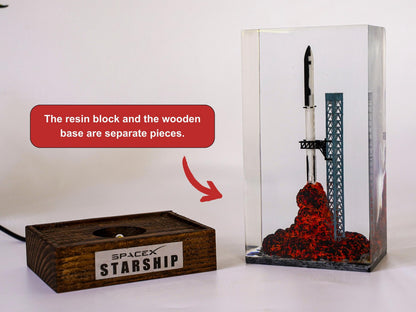 SpaceX Starship Rocket Launch Lamp - Falcon Heavy resin epoxy lamp, Gift for Engineers & Space Lovers, Luxury Corporate Gifts