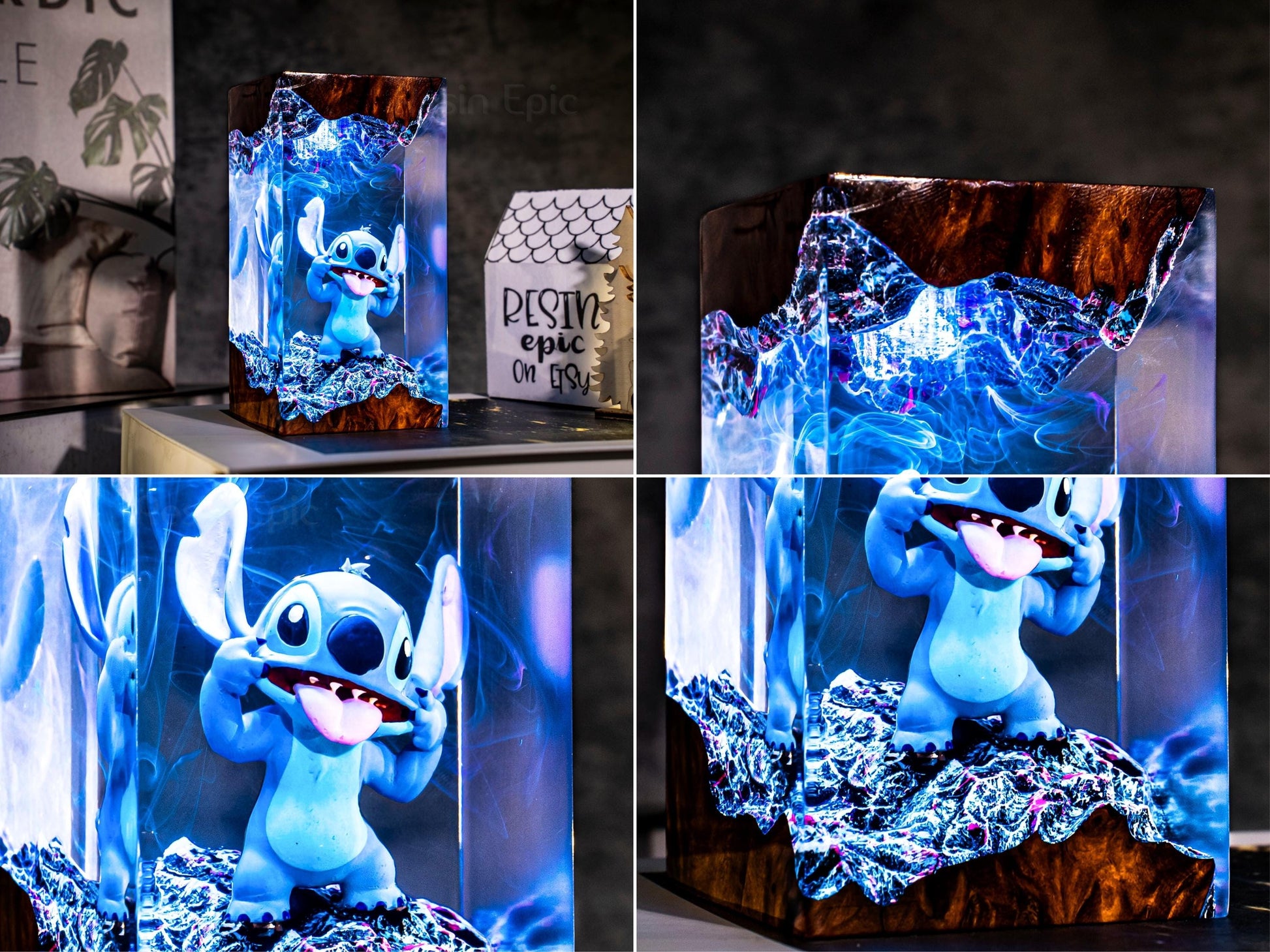 Stitch Resin Night Light – Blue Koala resin lamp, Custom Gift for Kids & Mother, Stitch and Lilo gift
