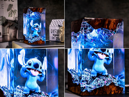 Stitch Resin Night Light – Blue Koala resin lamp, Custom Gift for Kids & Mother, Stitch and Lilo gift