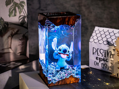 Stitch Resin Night Light – Blue Koala resin lamp, Custom Gift for Kids & Mother, Stitch and Lilo gift